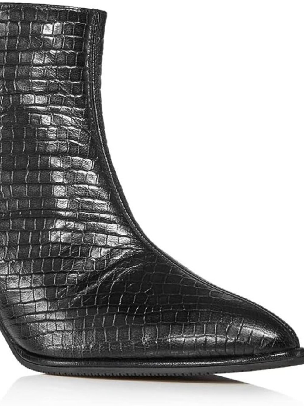 Stuart Weitzman Black Croc-Embossed Leather Gardiner Dress Booties -Size 7.5 NIB - Picture 16 of 16